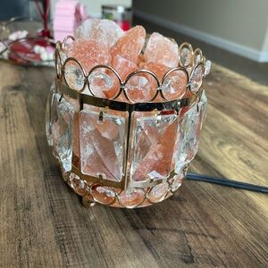 Himalayan Crystal Salt Lamp with Rose Gold Frame